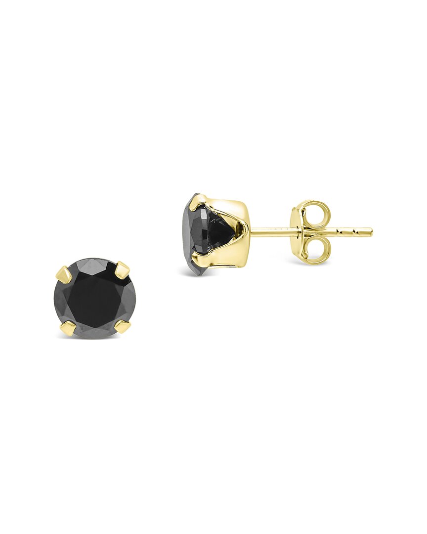 Sterling Forever 14k Over Silver Cz Rainbow Stud Earrings In Gold
