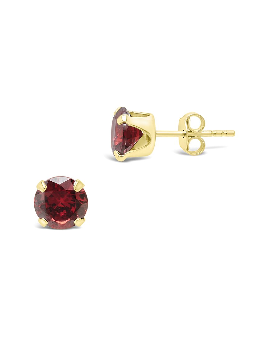 Sterling Forever 14k Over Silver Cz Rainbow Stud Earrings In Gold
