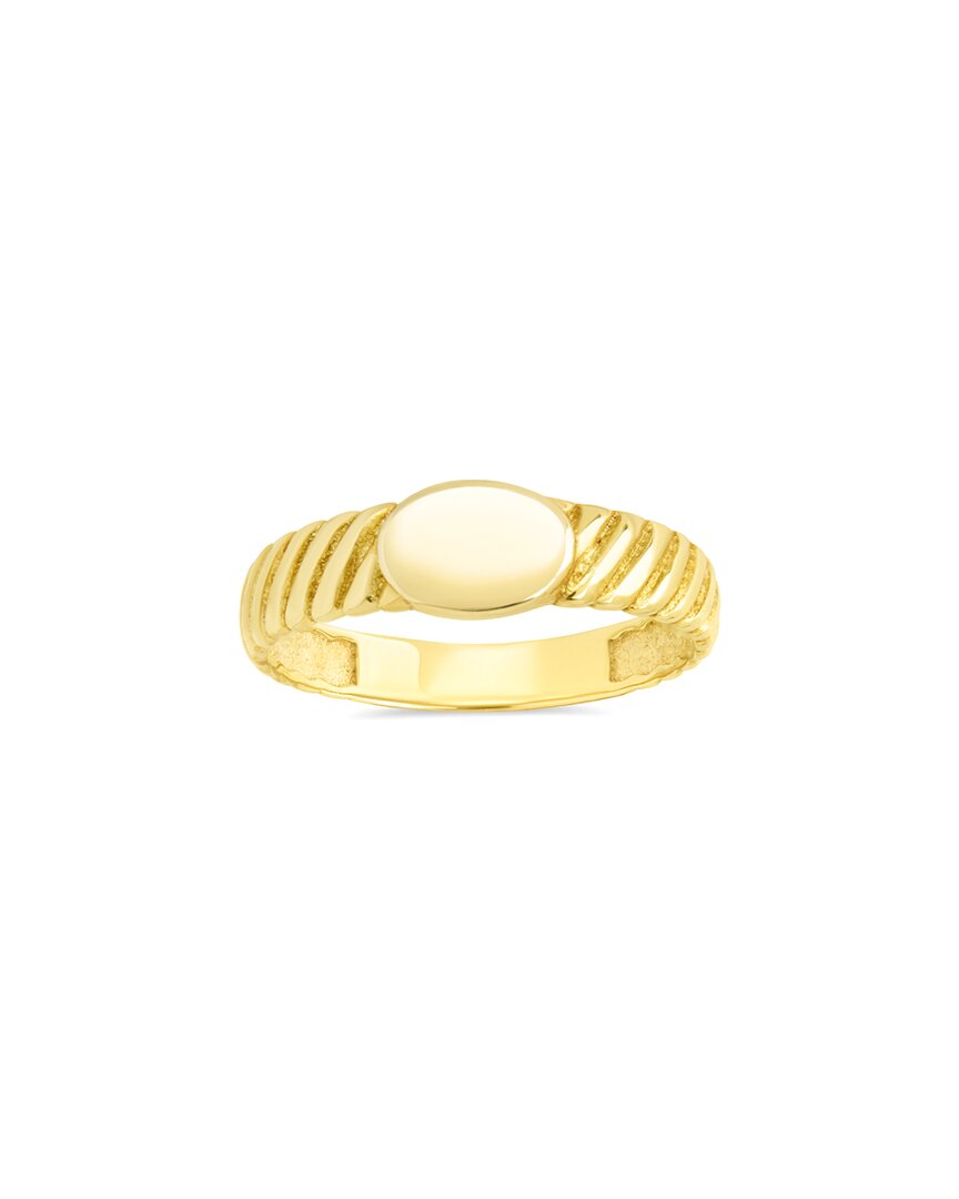 Sterling Forever 14k Over Silver Dixie Ribbed Signet Ring