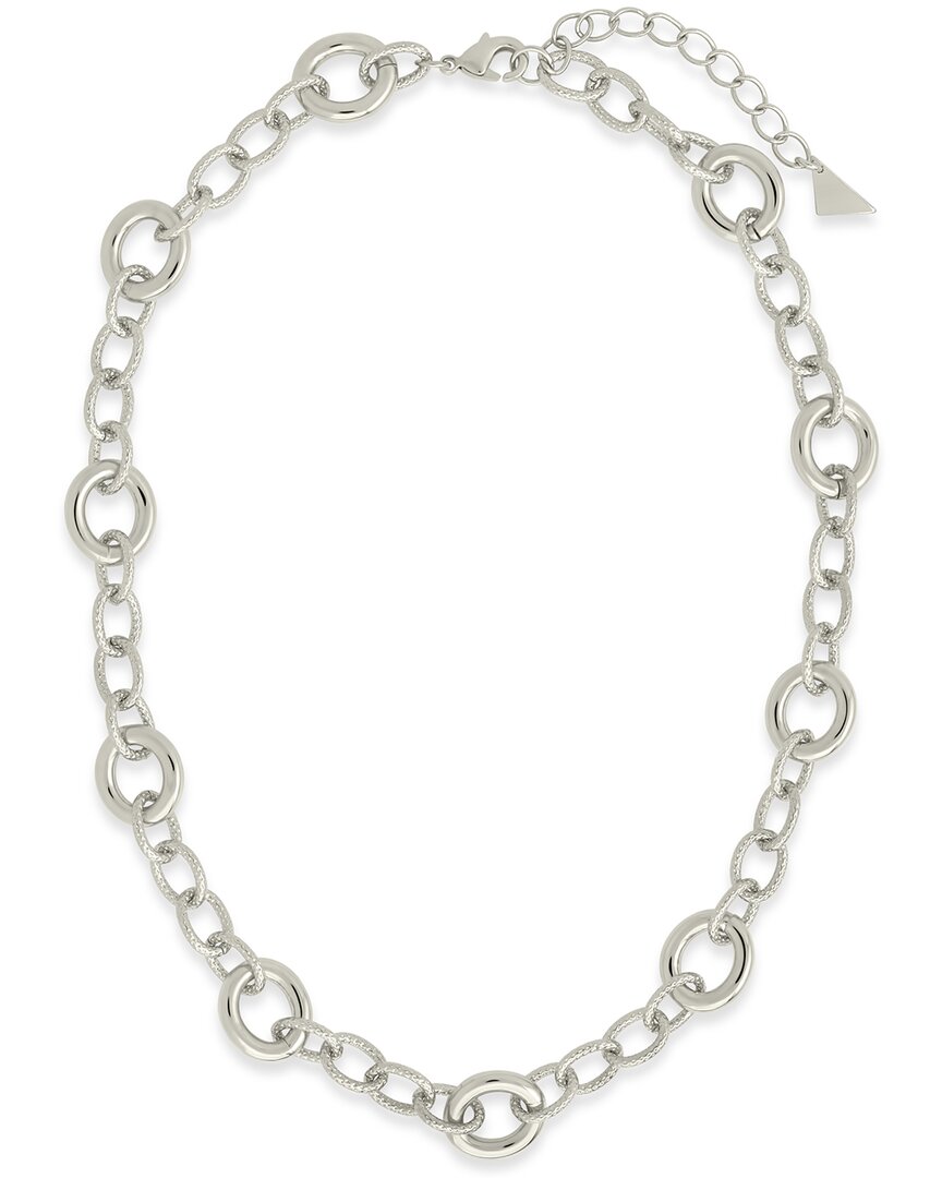 Sterling Forever Carter Round Statement Link Necklace In Metallic
