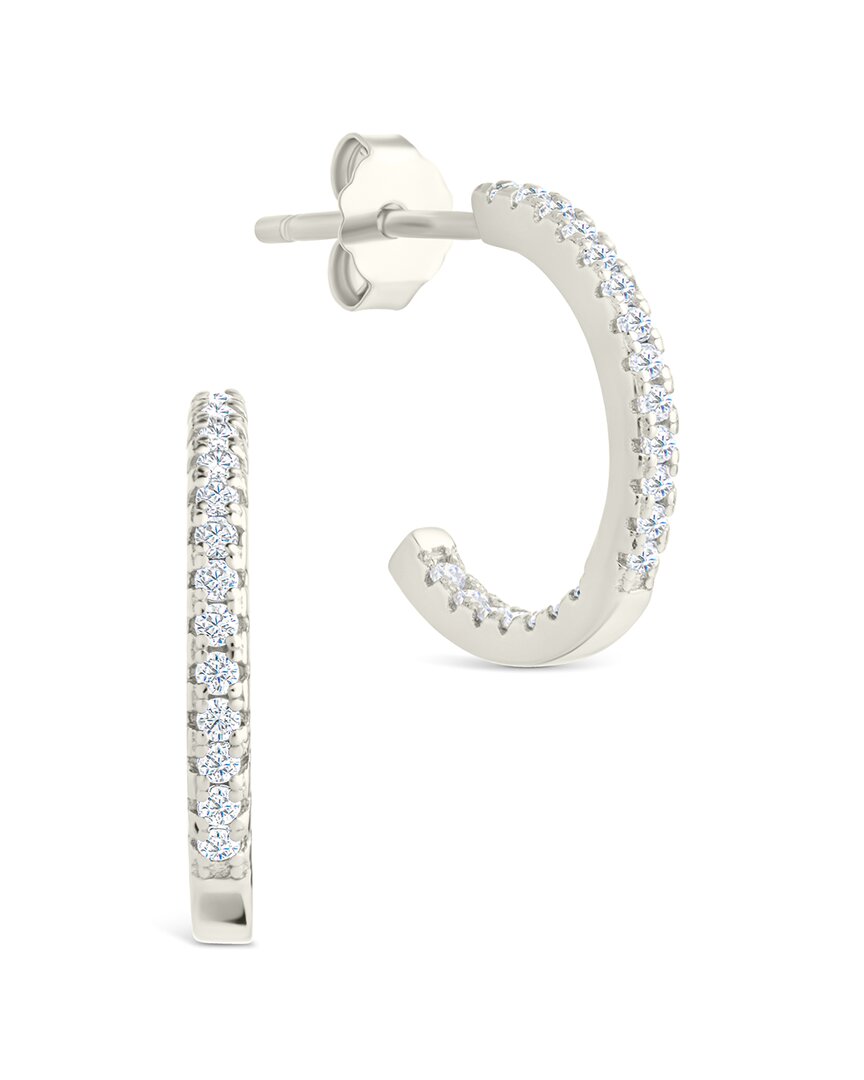 Sterling Forever Silver Cz Maude Hoop Earrings In Metallic