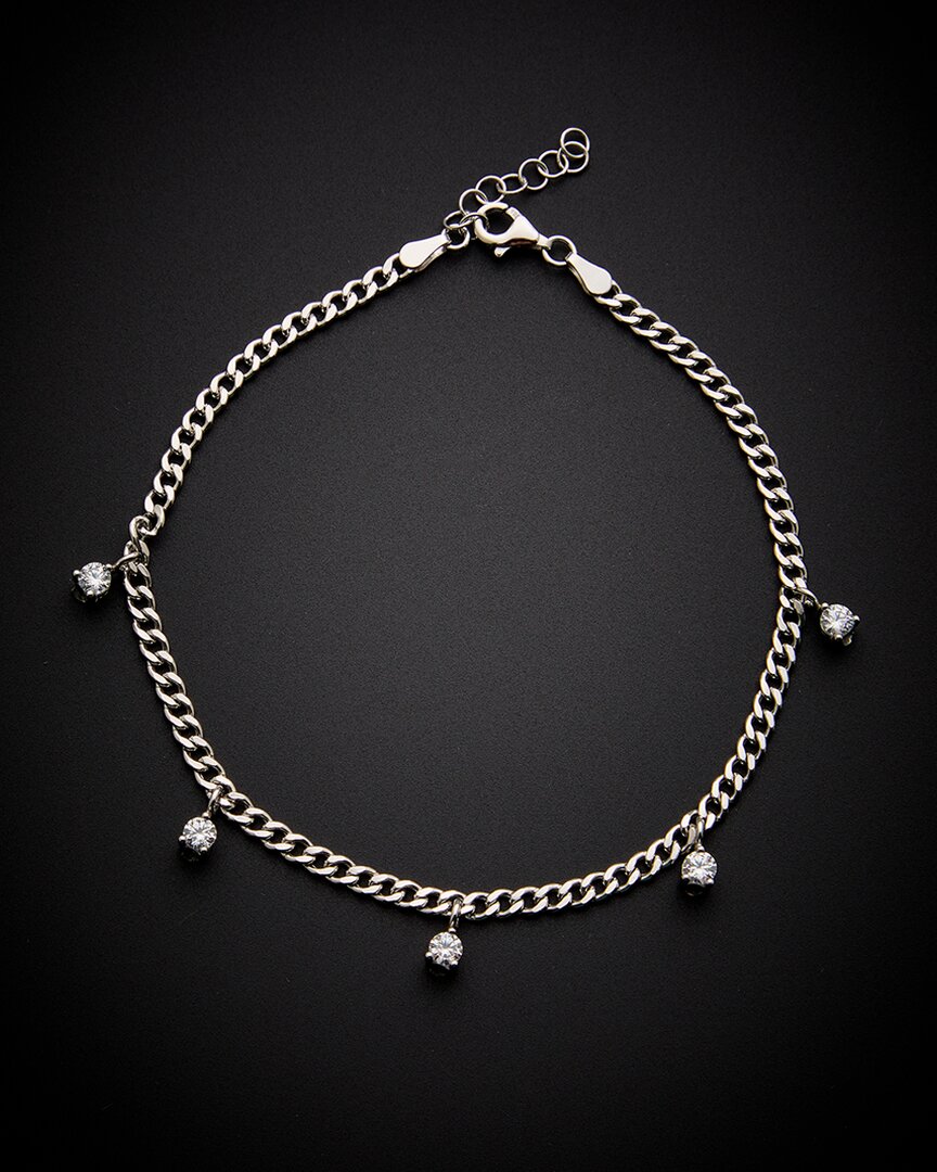 Shop Italian Gold Over Silver 18k  Clear Stone Anklet