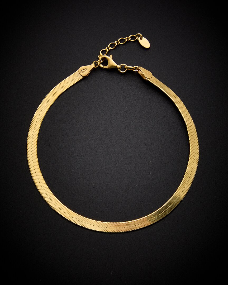 Italian Gold Over Silver 18k Herringbone Anklet
