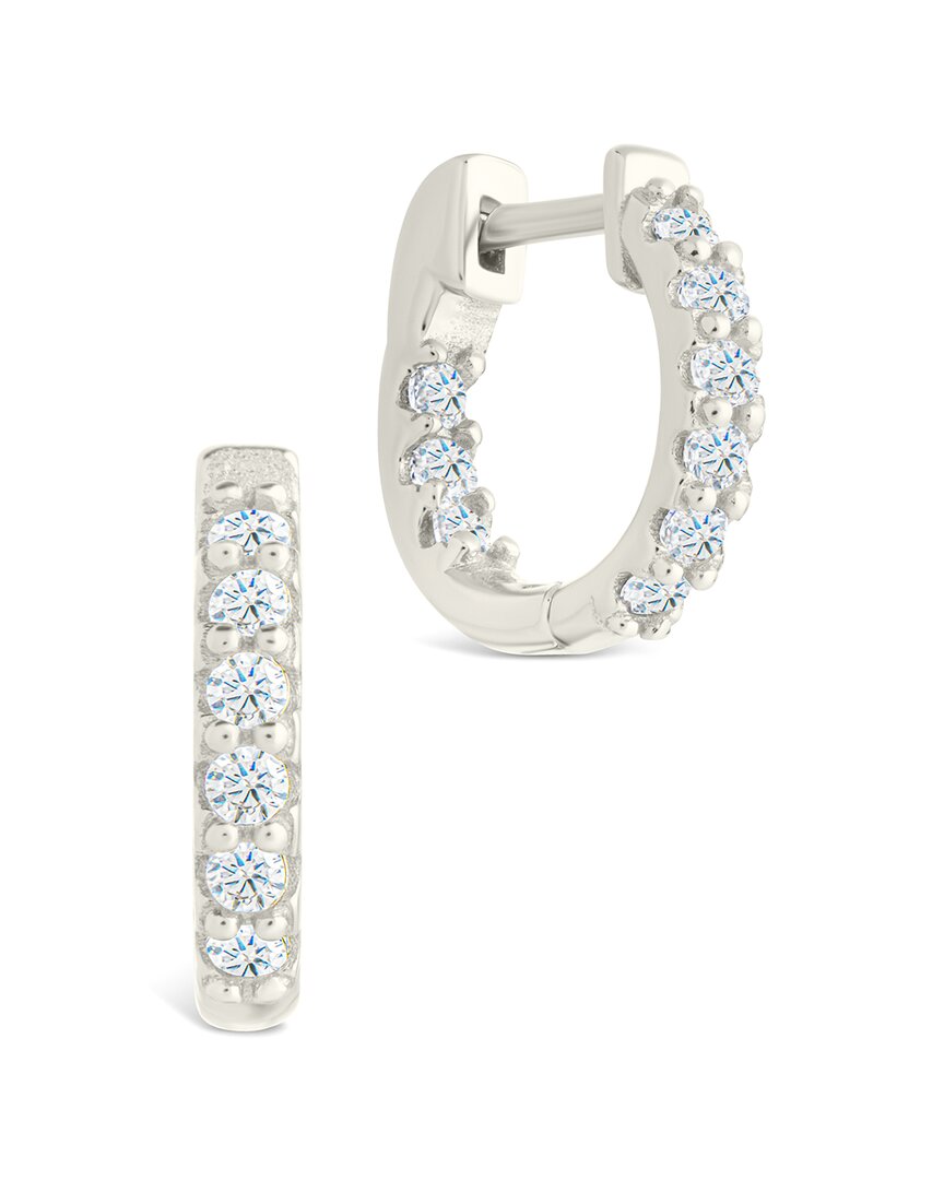 Sterling Forever 14k Over Silver Cz Constance Studded Statement Hoop Earrings In Metallic