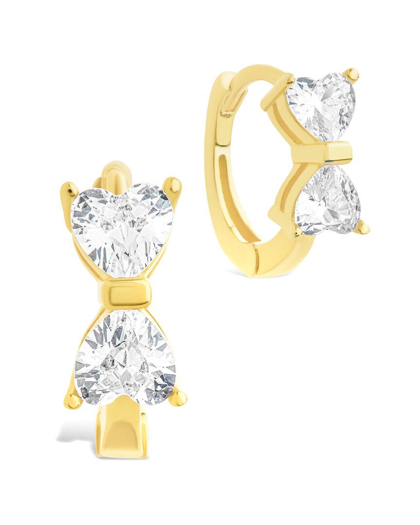 Sterling Forever 14k Over Silver Cz Ravenna Micro Hoop Earrings