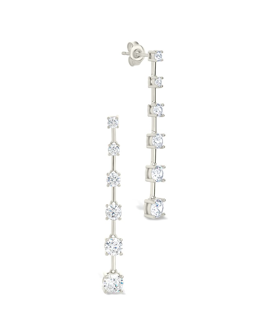 Sterling Forever Silver Cz Rue Drop Earrings
