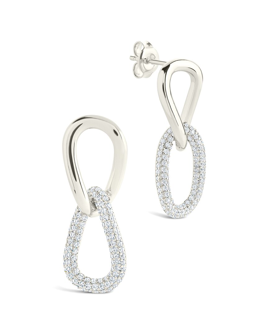 Sterling Forever Silver Cz Taissa Chain Link Stud Earrings