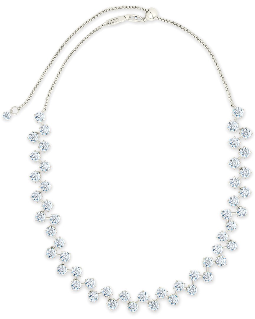 Sterling Forever Cz Carson Adjustable Tennis Necklace In Metallic