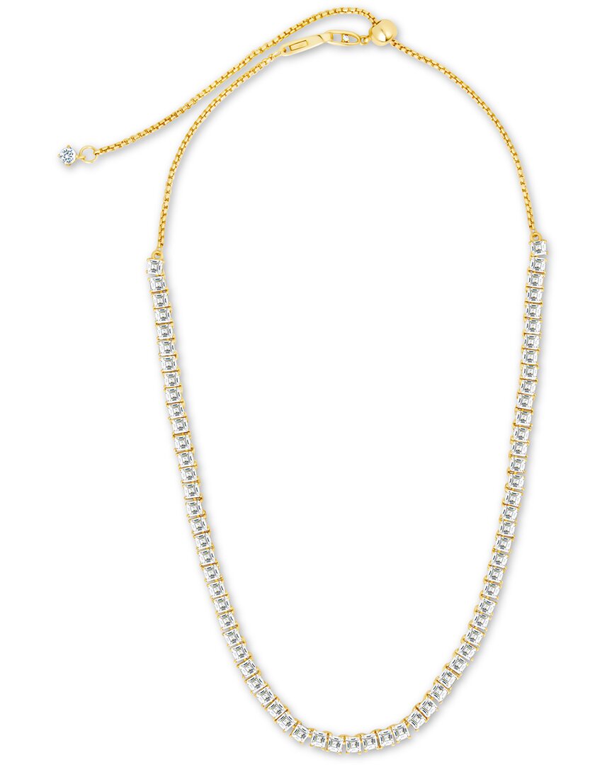Sterling Forever 14k Plated Cz Brette Adjustable Tennis Necklace
