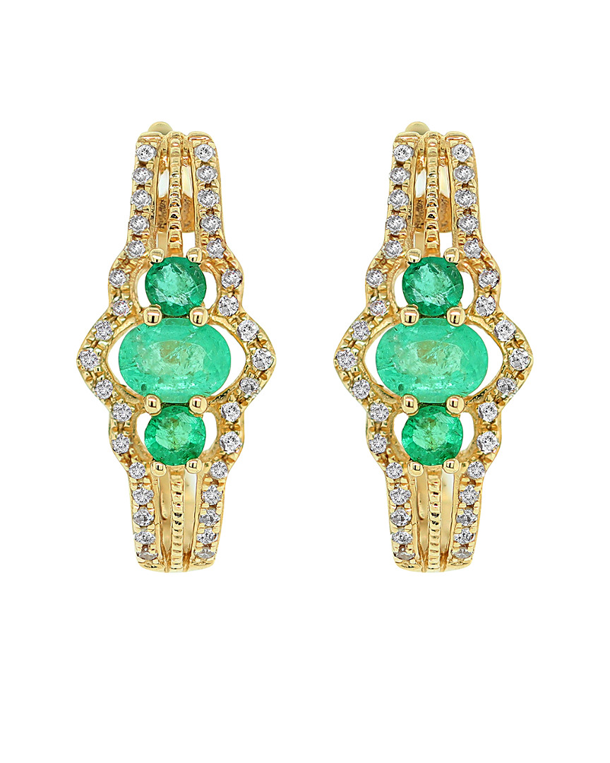 Diana M. Fine Jewelry 14K 0.61 ct. tw. Diamond & Emerald Earrings