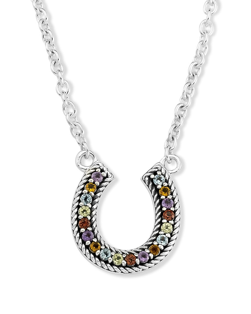 Shop Samuel B. 18k & Silver 0.30 Ct. Tw. Gemstone Horseshoe Necklace