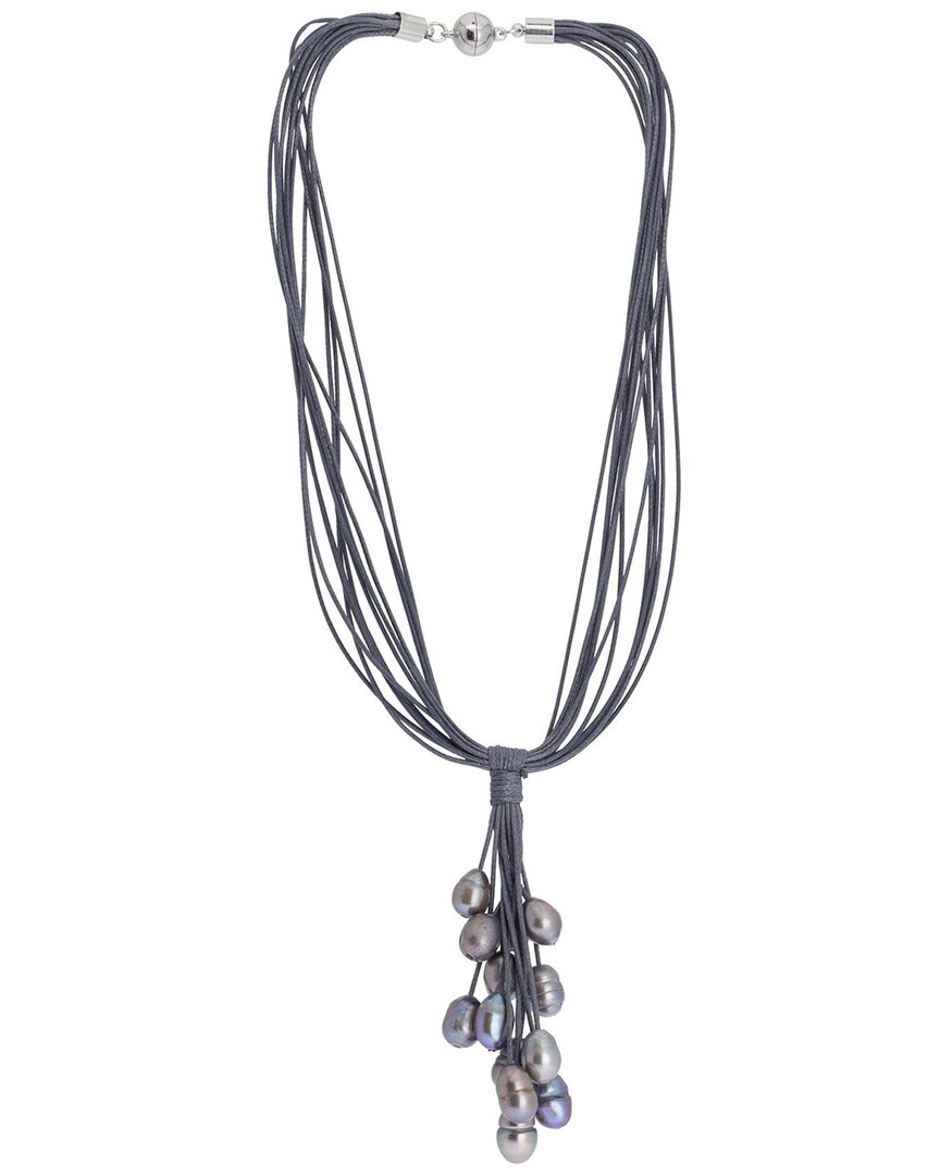 Saachi Pearl & Leather Tahitian Winter Necklace