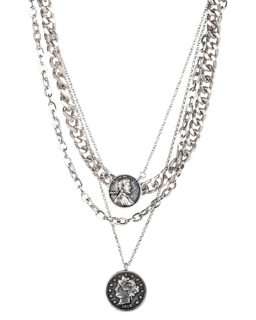 Shop Saachi Silver Plated Coin Layered Necklace
