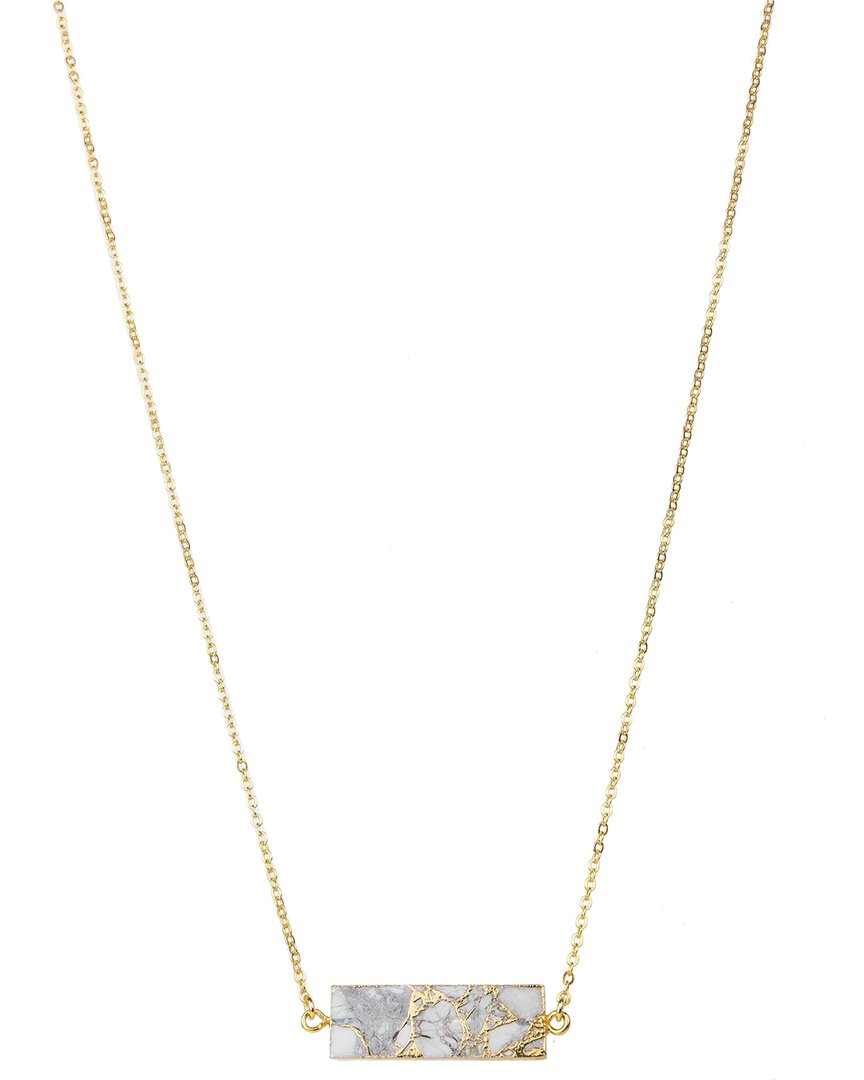 Saachi 18k Gold Plated Mojave Turquoise Rectangle Pendant Necklace