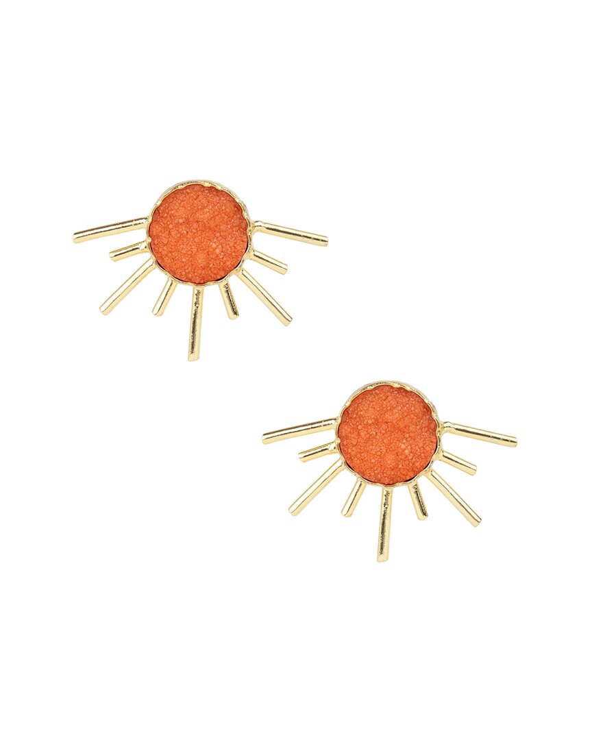 Saachi Druzy Sun Stud Earrings In Orange