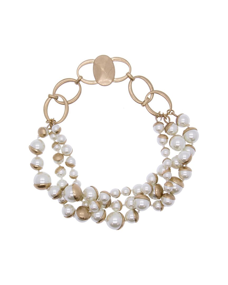 Shop Saachi Plated 8-16mm Pearl Half Moon Necklace