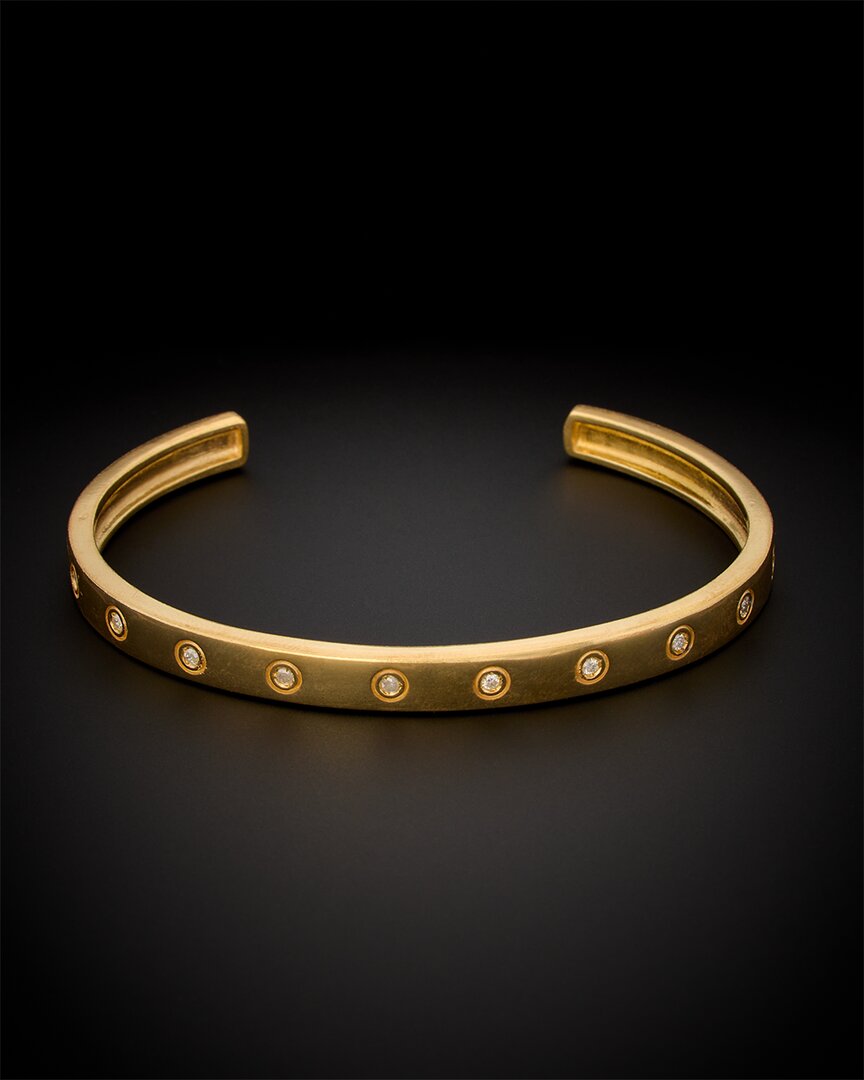 Italian Gold Over Silver 18k Italian Gold 0.15 Ct. Tw. Diamond Bangle