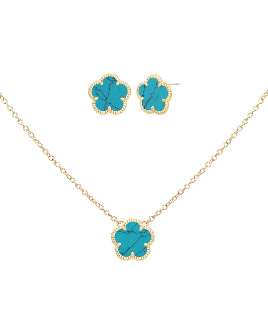 Jankuo Flower Plated Earrings & Necklace Set In Gold