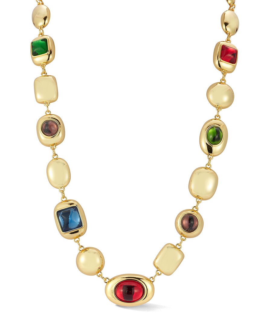 Chloe & Madison Chloe And Madison Plated Cz Gem Collar Necklace In Multi