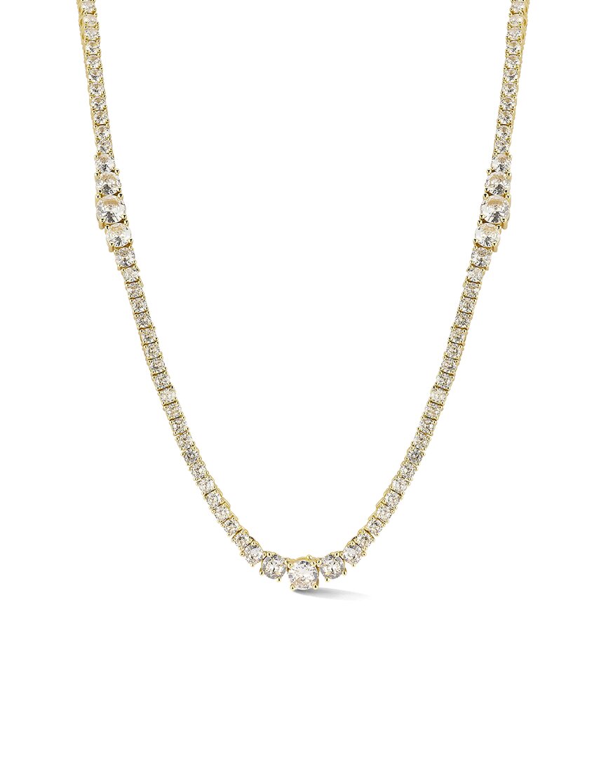 Chloe & Madison Chloe And Madison Plated Cz Graduated Tennis Necklace In Gold