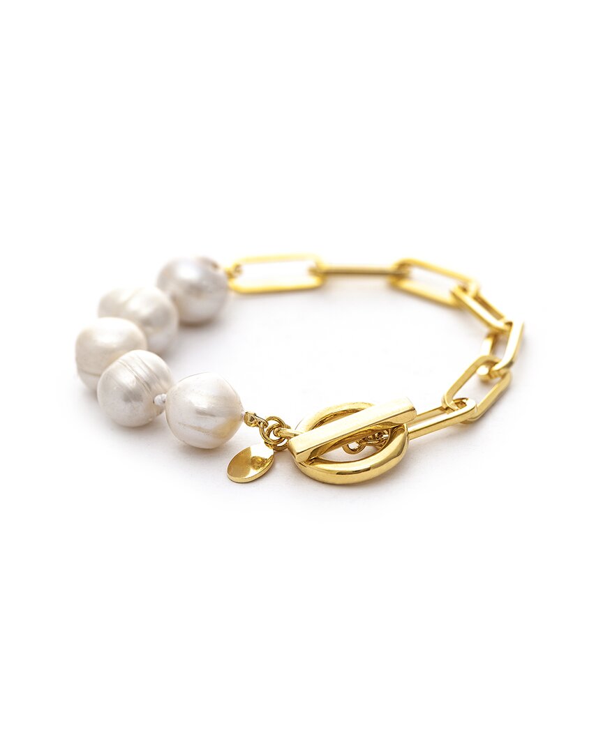 Rivka Friedman 18k Plated 12mm Pearl Bracelet