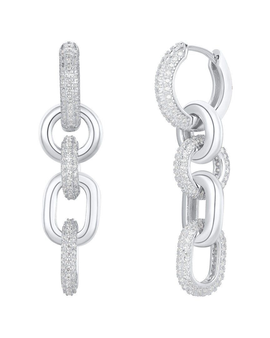 Suzy Levian Cz Jewelry Suzy Levian Silver Cz Chain Link Drop Dangle Earrings In Metallic