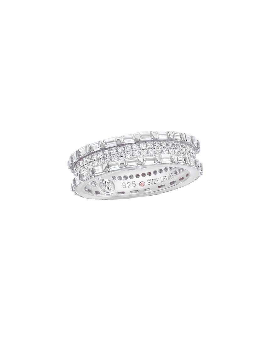 Suzy Levian Cz Jewelry Suzy Levian Silver Cz Baguette Framed Eternity Ring