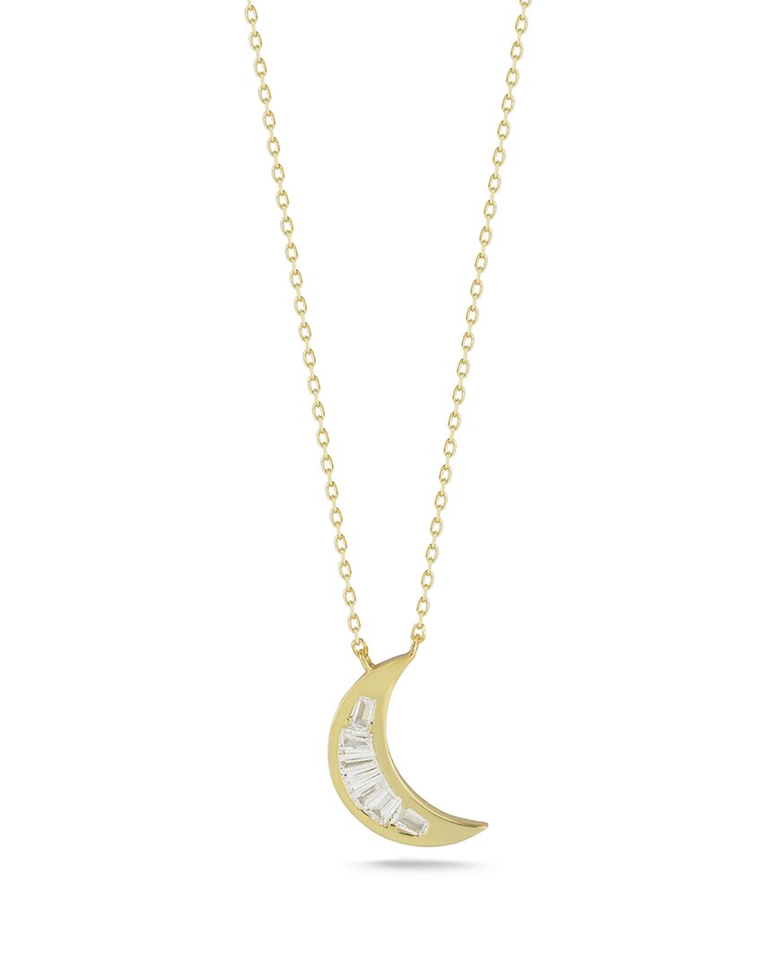 Glaze Jewelry 14K Over Silver CZ Moon Necklace
