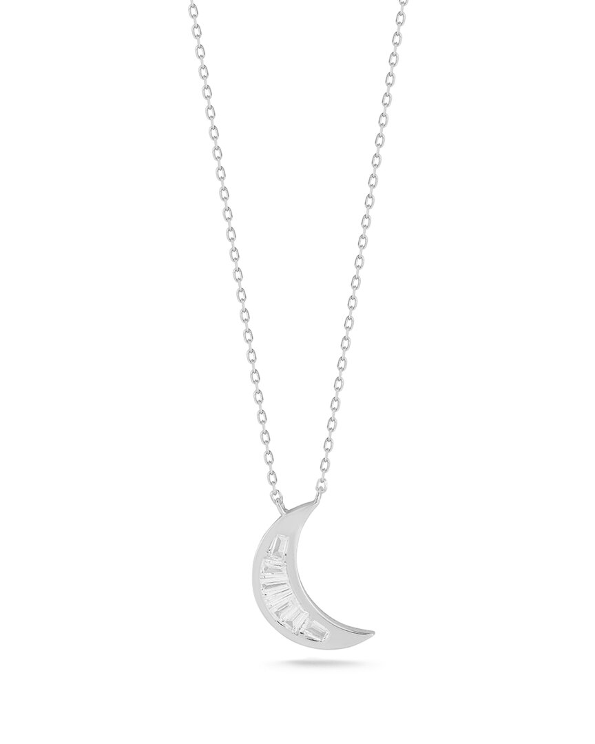 Glaze Jewelry Silver Cz Moon Necklace In Metallic