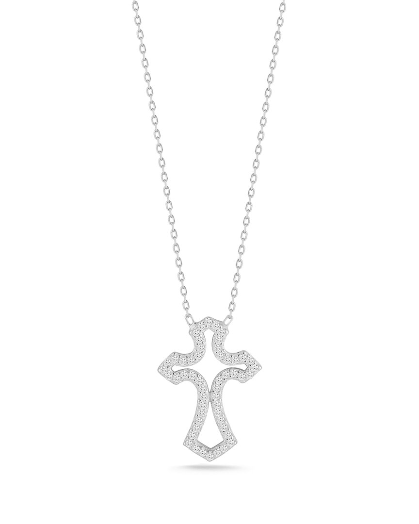 Glaze Jewelry Silver Cz Open Cross Necklace