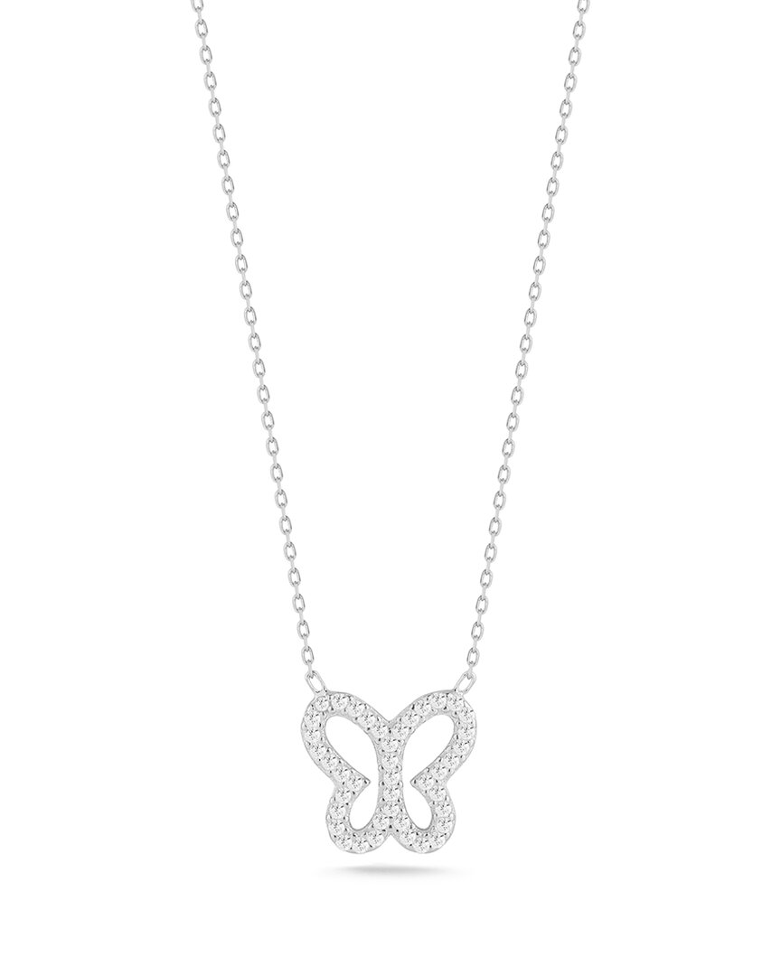 Glaze Jewelry Silver Cz Open Butterfly Necklace