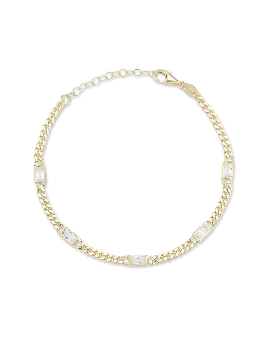 Glaze Jewelry Silver Cz Curb Bracelet In Gold