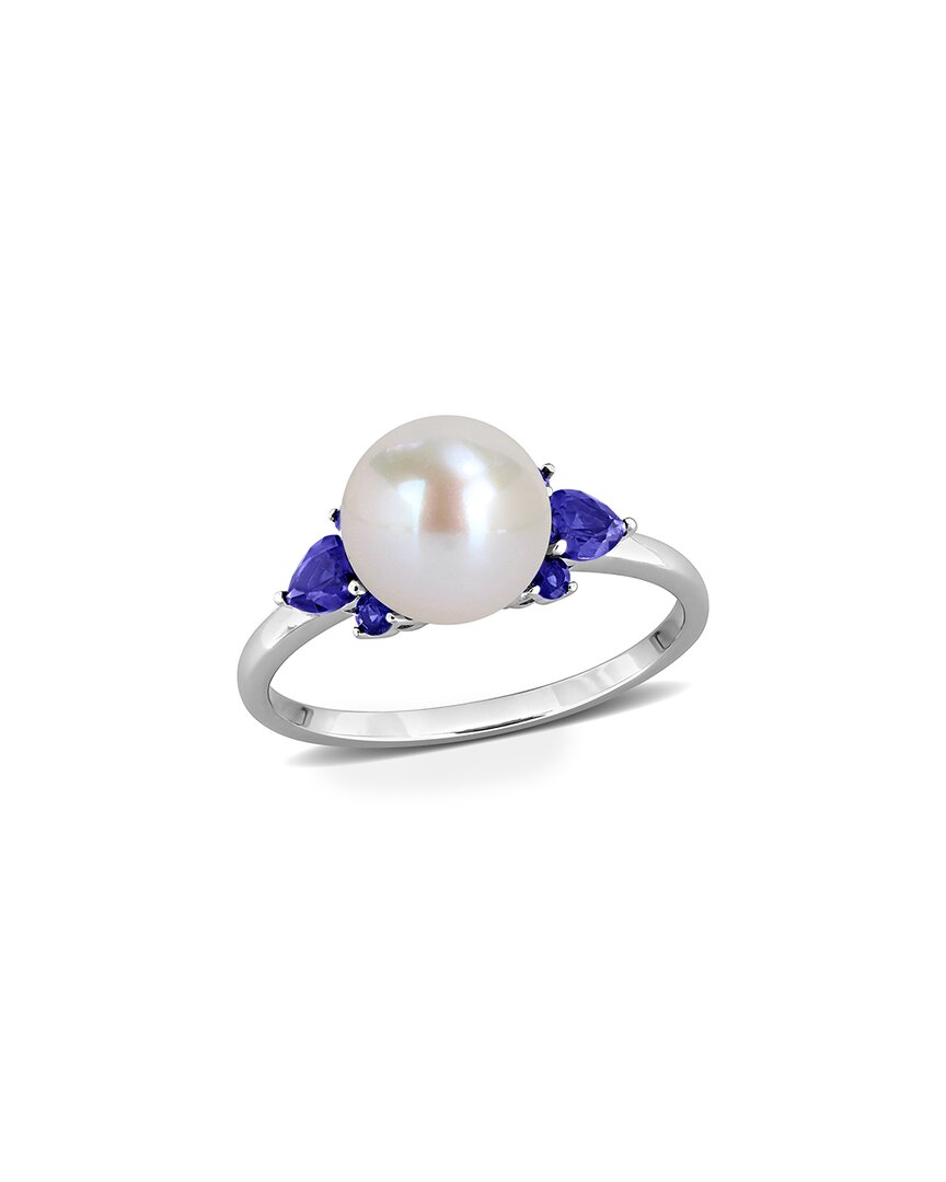 Rina Limor 14k 0.56 Ct. Tw. Lab-grown Sapphire & 8-8.5mm Pearl Floral Ring In Neutral