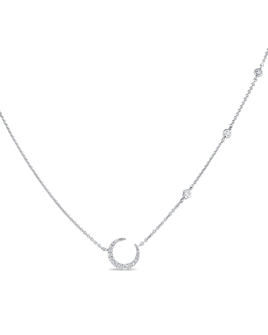 Sabrina Designs 14k 0.18 Ct. Tw. Diamond Moon Necklace In Metallic