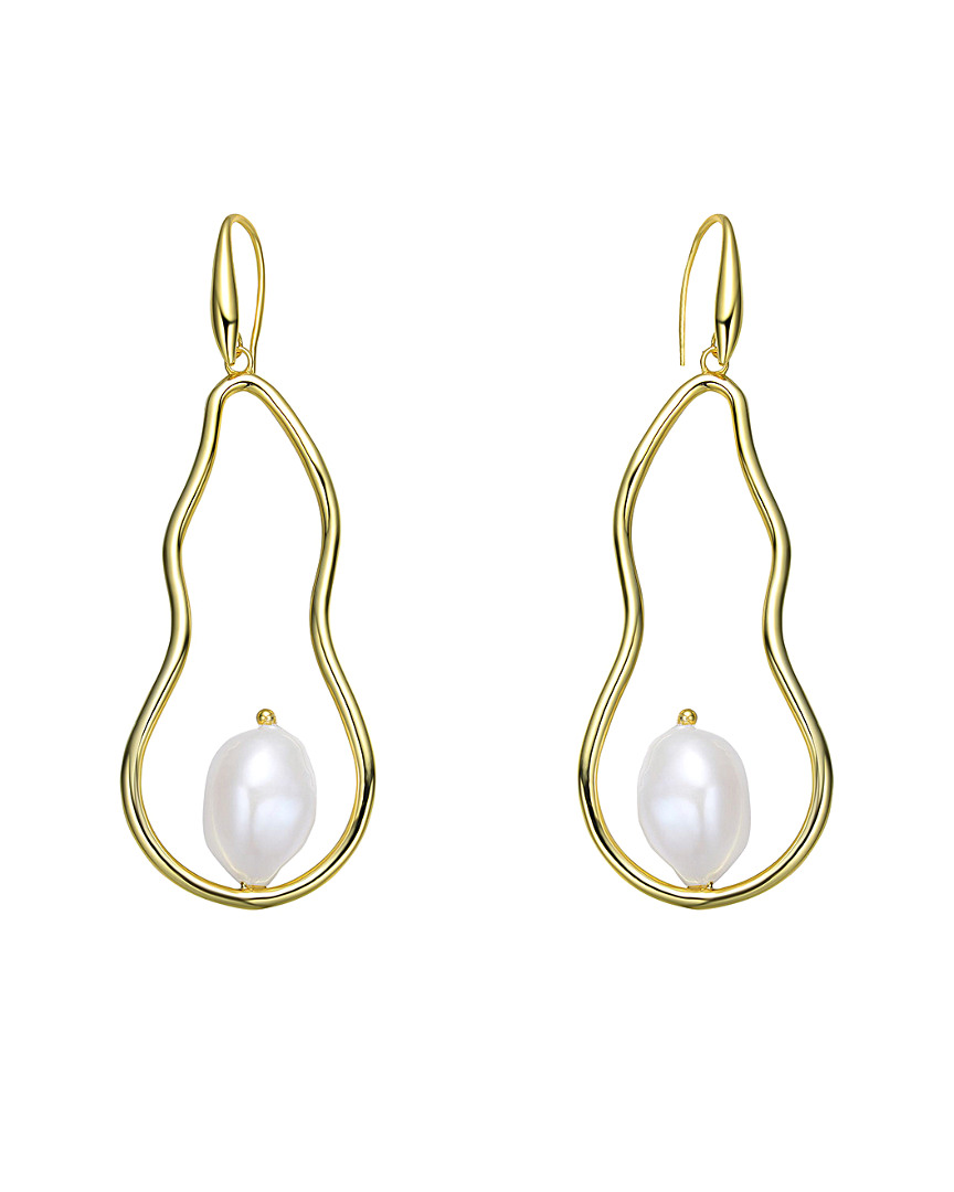 Genevive 18k Over Silver 12mm Freshwater Pearl Earrings