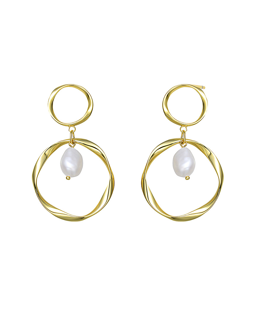 Genevive 18k Over Silver 11mm Freshwater Pearl Earrings