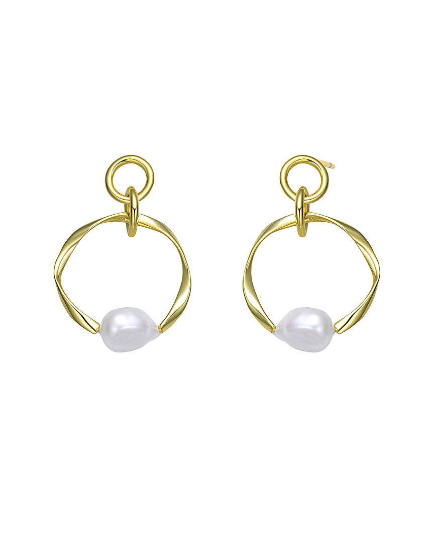 Genevive 18k Over Silver 13mm Freshwater Pearl Earrings