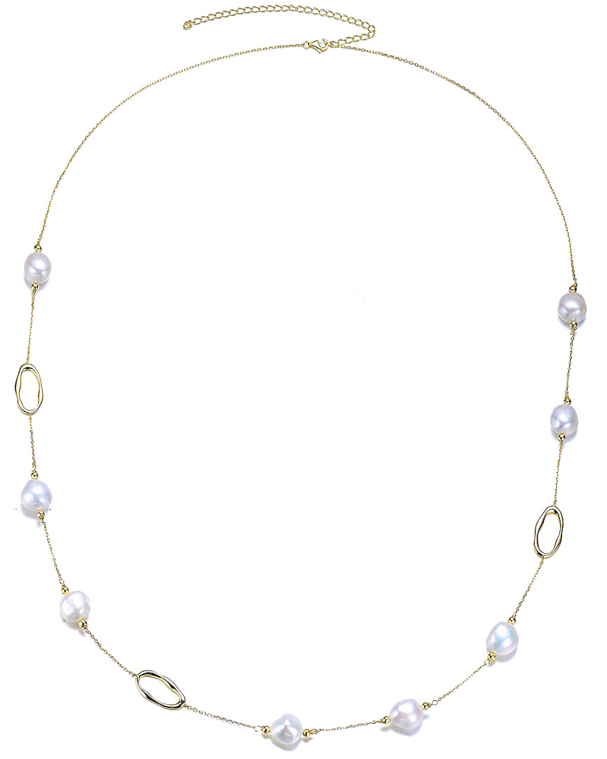 Genevive 18k Over Silver Freshwater Pearl Necklace