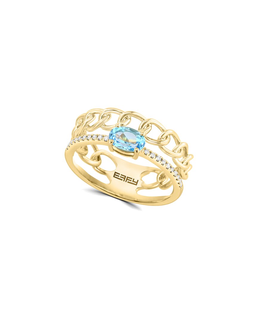 Effy Fine Jewelry 14k 0.64 Ct. Tw. Diamond & Blue Topaz Ring