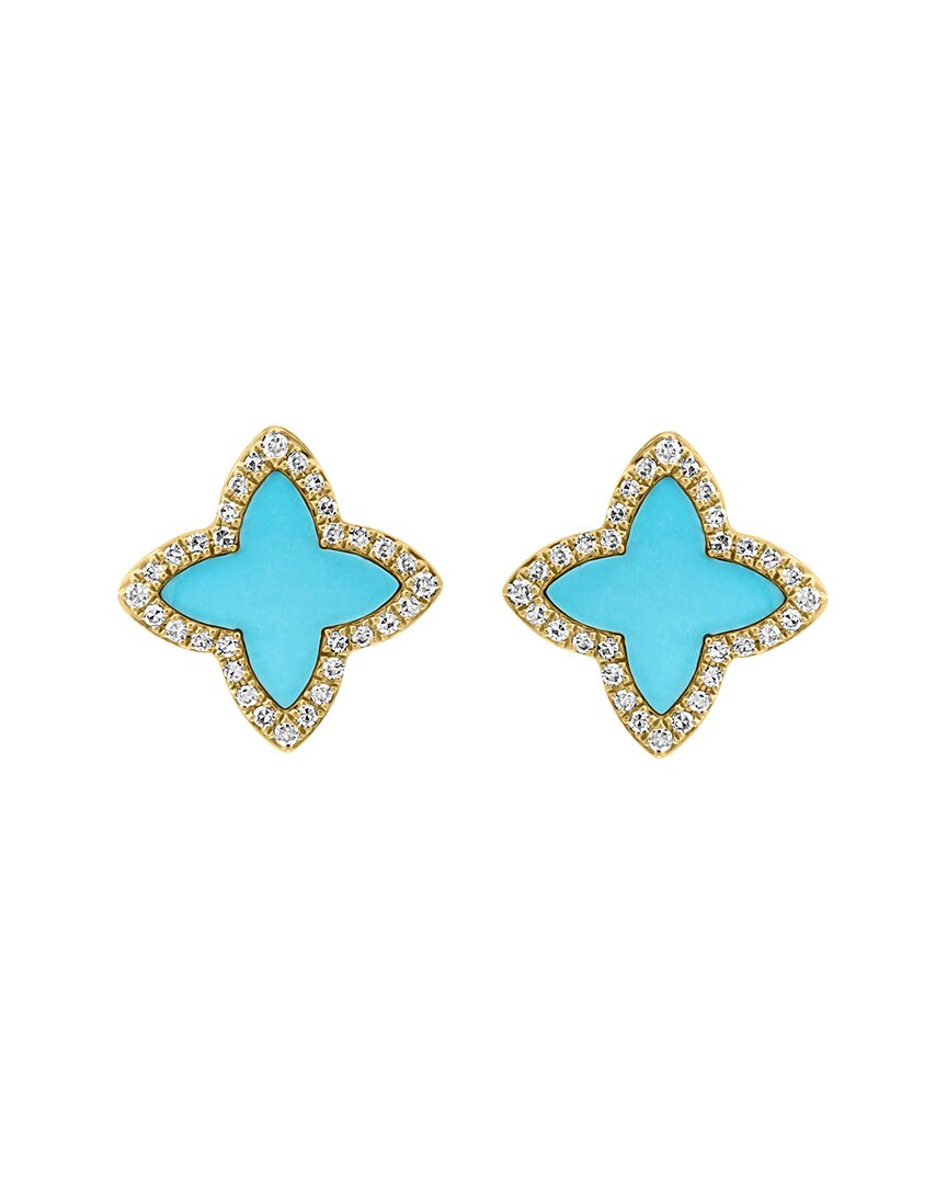 Effy Fine Jewelry 14K 1.67 ct. tw. Diamond & Turquoise Earrings
