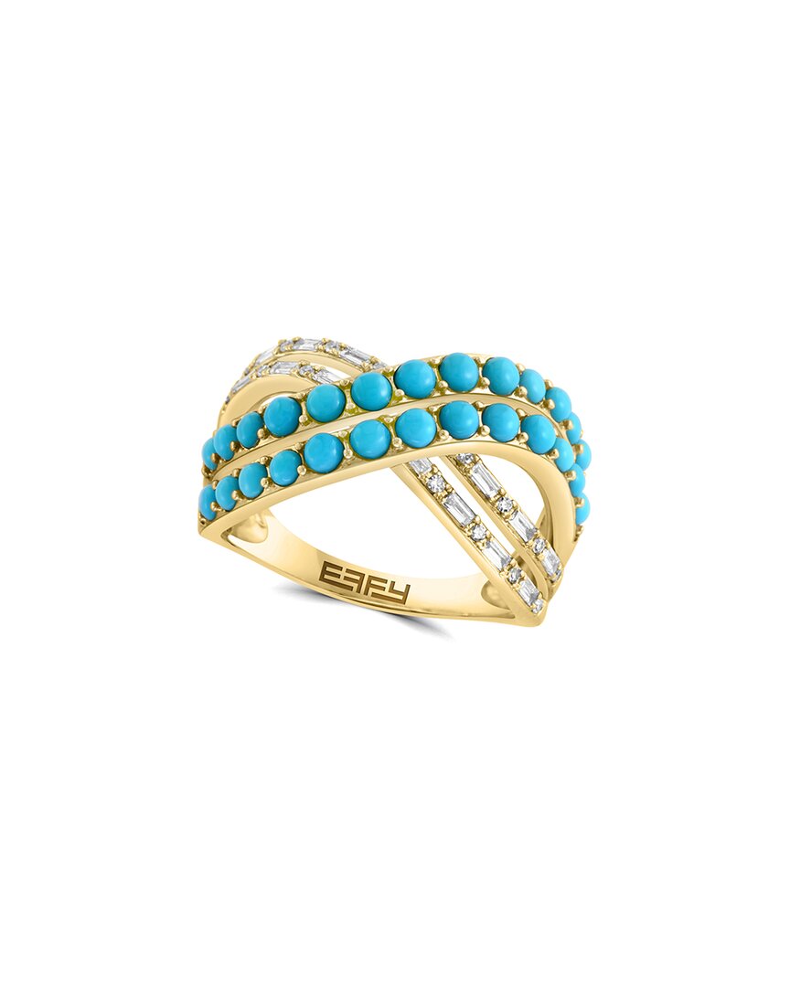Effy Fine Jewelry 14k 1.72 Ct. Tw. Diamond & Turquoise Ring