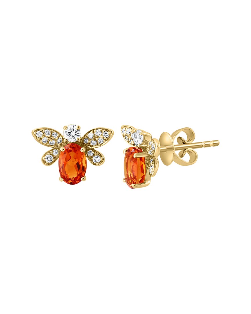 Effy Fine Jewelry 14K 1.22 ct. tw. Diamond & Madera Citrine Earrings