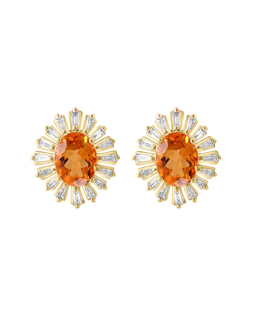 Effy Fine Jewelry 14K 3.68 ct. tw. Diamond & Citrine Earrings