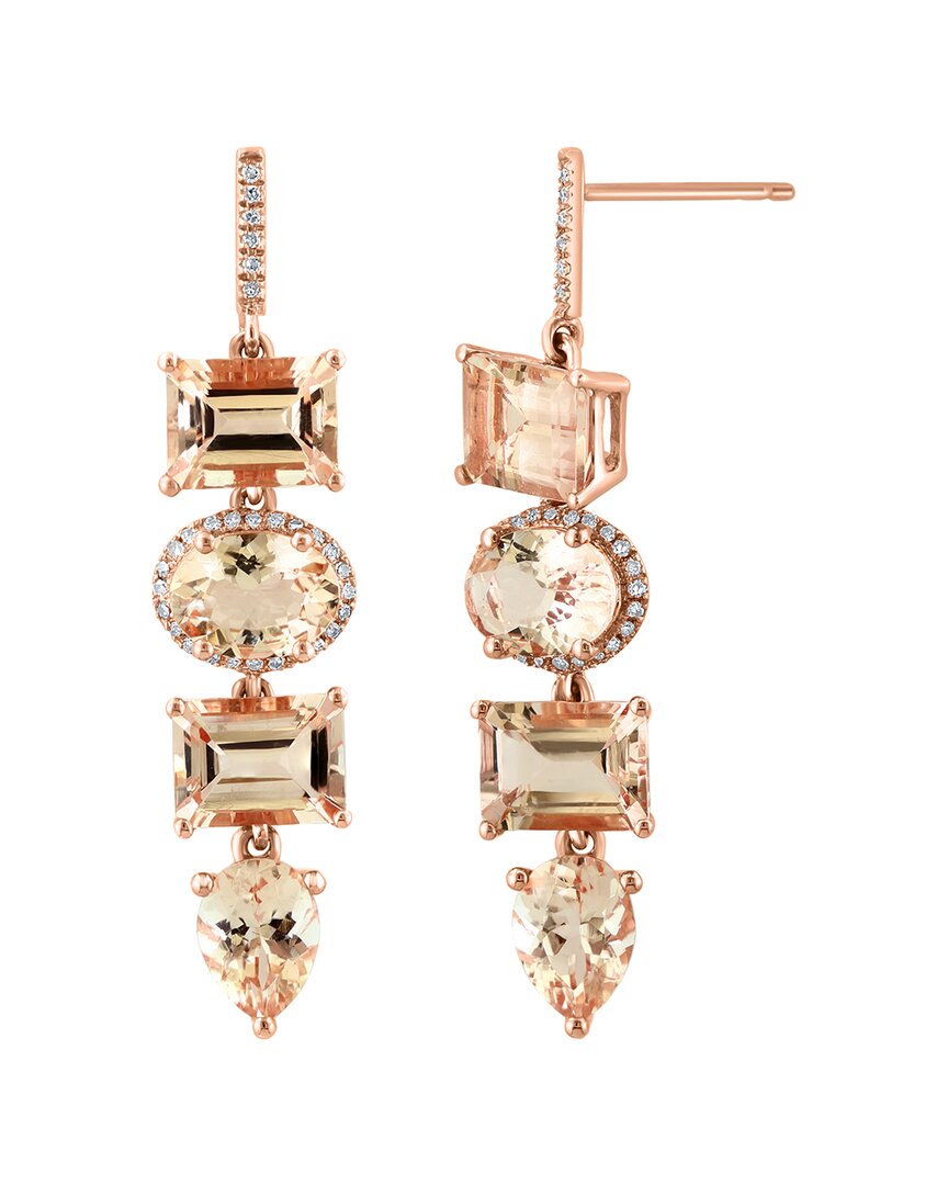 Effy Fine Jewelry 14K Rose Gold 10.27 ct. tw. Diamond & Morganite Earrings