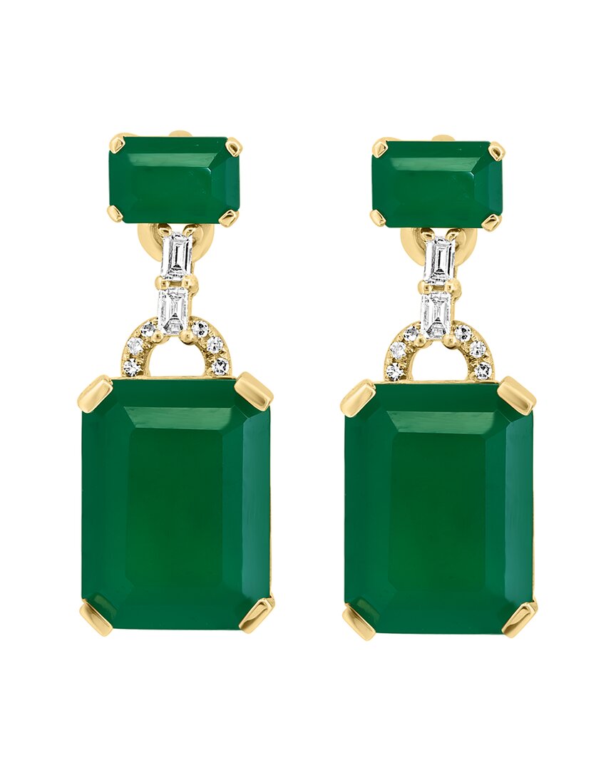 Effy Fine Jewelry 14K 8.93 ct. tw. Diamond & Green Onyx Earrings