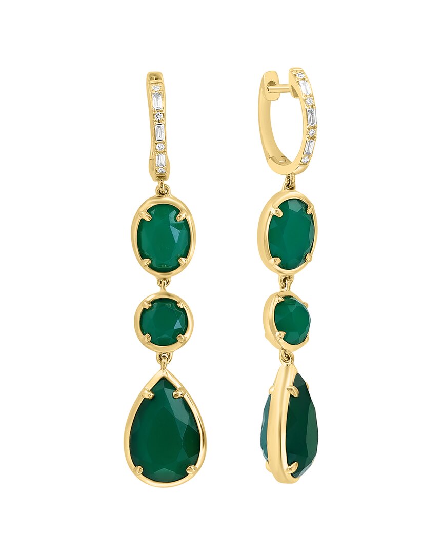 Effy Fine Jewelry 14K 14.10 ct. tw. Diamond & Green Onyx Earrings