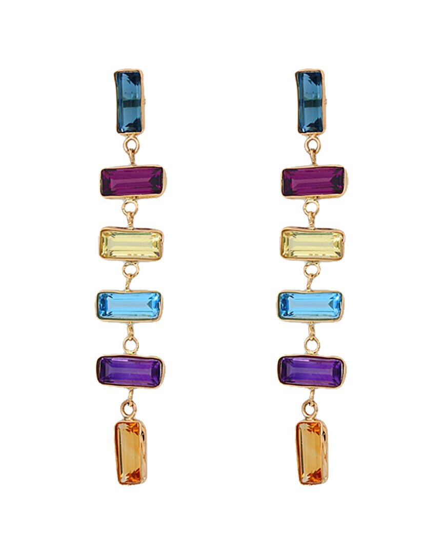 Effy Fine Jewelry 14K 6.95 ct. tw. Amethyst, Blue Topaz, London Blue Topaz,  Citrine, Lemon Quartz, Rhodolite Earrings