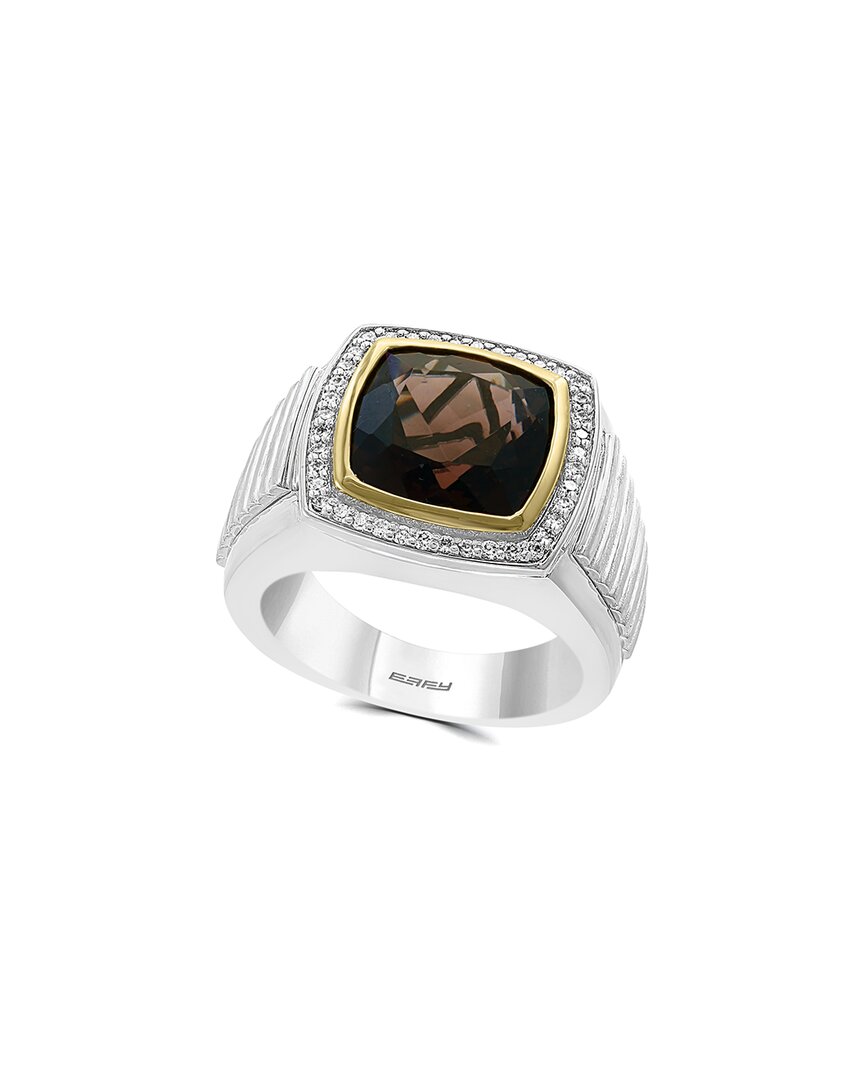 Effy Fine Jewelry Silver 6.80 Ct. Tw. Diamond & Smoky Quartz Ring