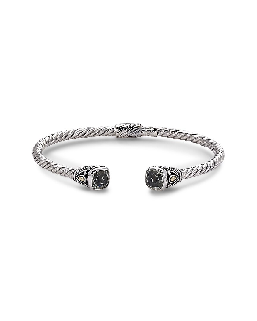 Samuel B. 18k Over Silver 3.00 Ct. Tw. Green Amethyst Twisted Cable Bangle Bracelet