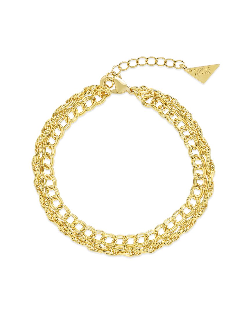 Shop Sterling Forever 14k Plated Two Layered Chain Bracelet